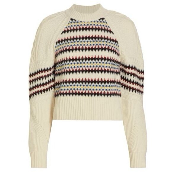 Veronica Beard $478 Crew Neck Sweater Size S US Ivory / Multicolor Wool Jimena - Picture 1 of 16